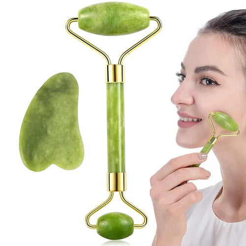 Gua Sha Facial Tools Set & Jade Roller - 100% Natural Beauty Treatment