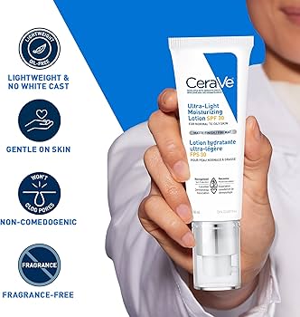 CeraVe Ultra-Light Face Moisturizer with Sunscreen SPF 30 for Normal to Oily Skin - 50ml