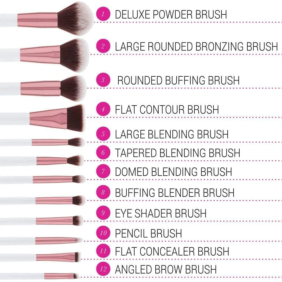 BH Cosmetics Crystal Quartz 12 Piece Brush Set And Bag