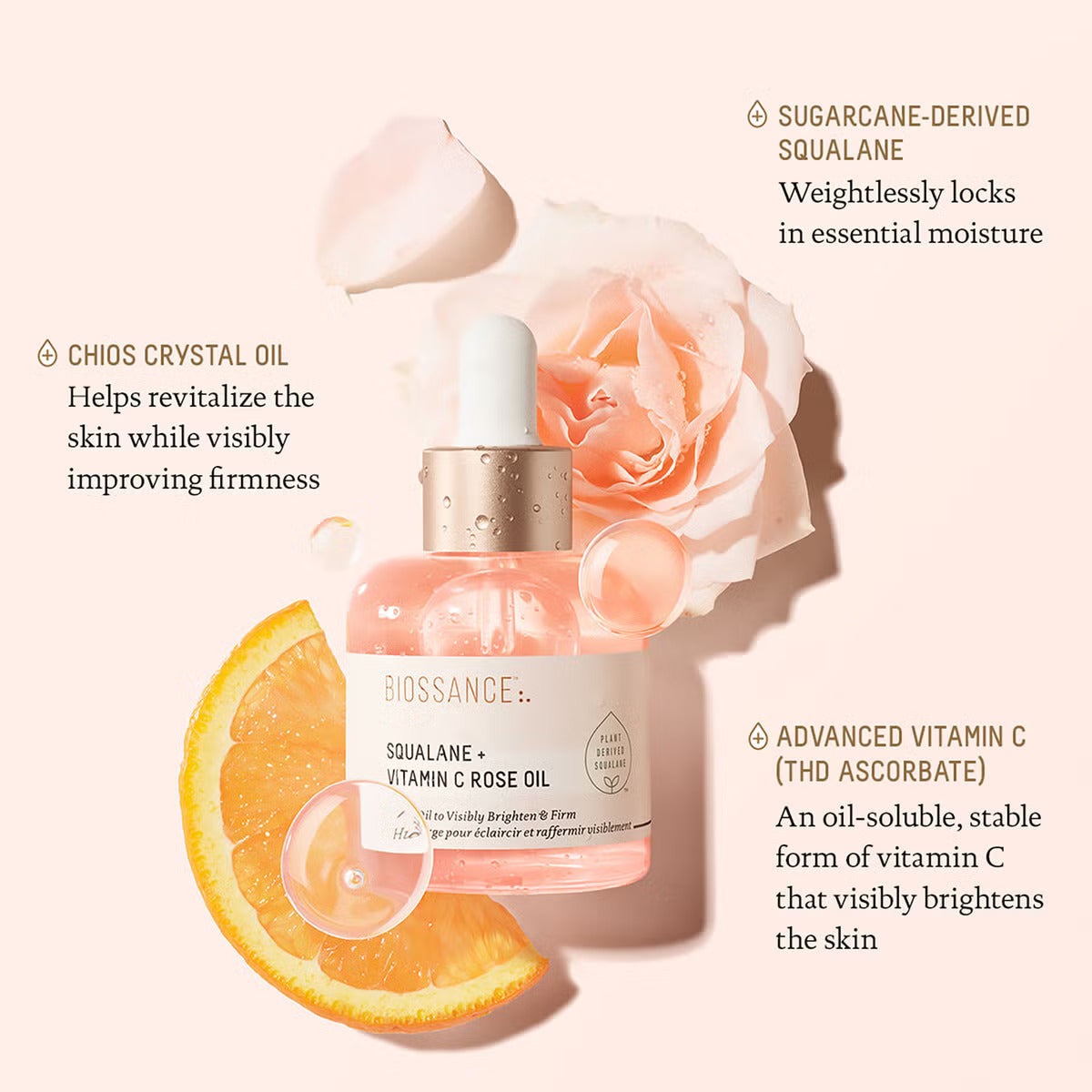 Biossance Squalane and Vitamin C Rose Oil - 30ml