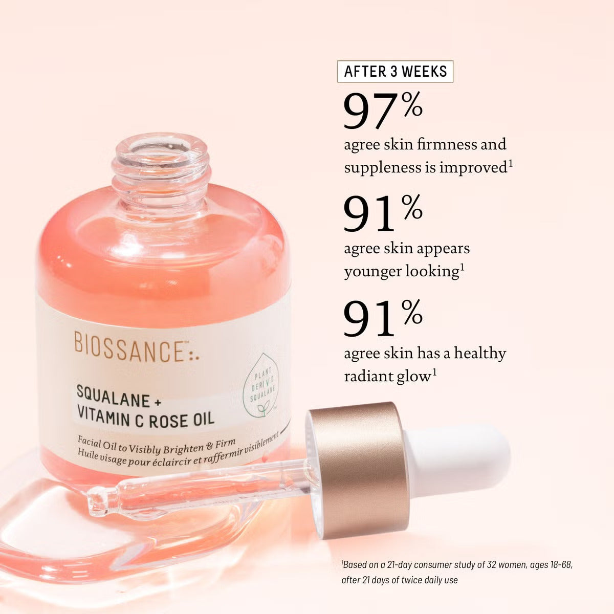 Biossance Squalane and Vitamin C Rose Oil - 30ml