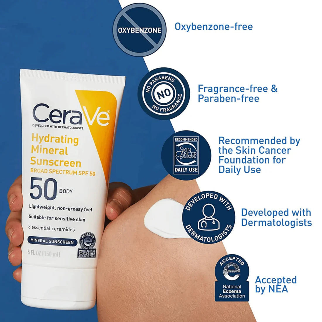 CeraVe Hydrating Mineral Sunscreen Body Lotion SPF 50 - 150 ml