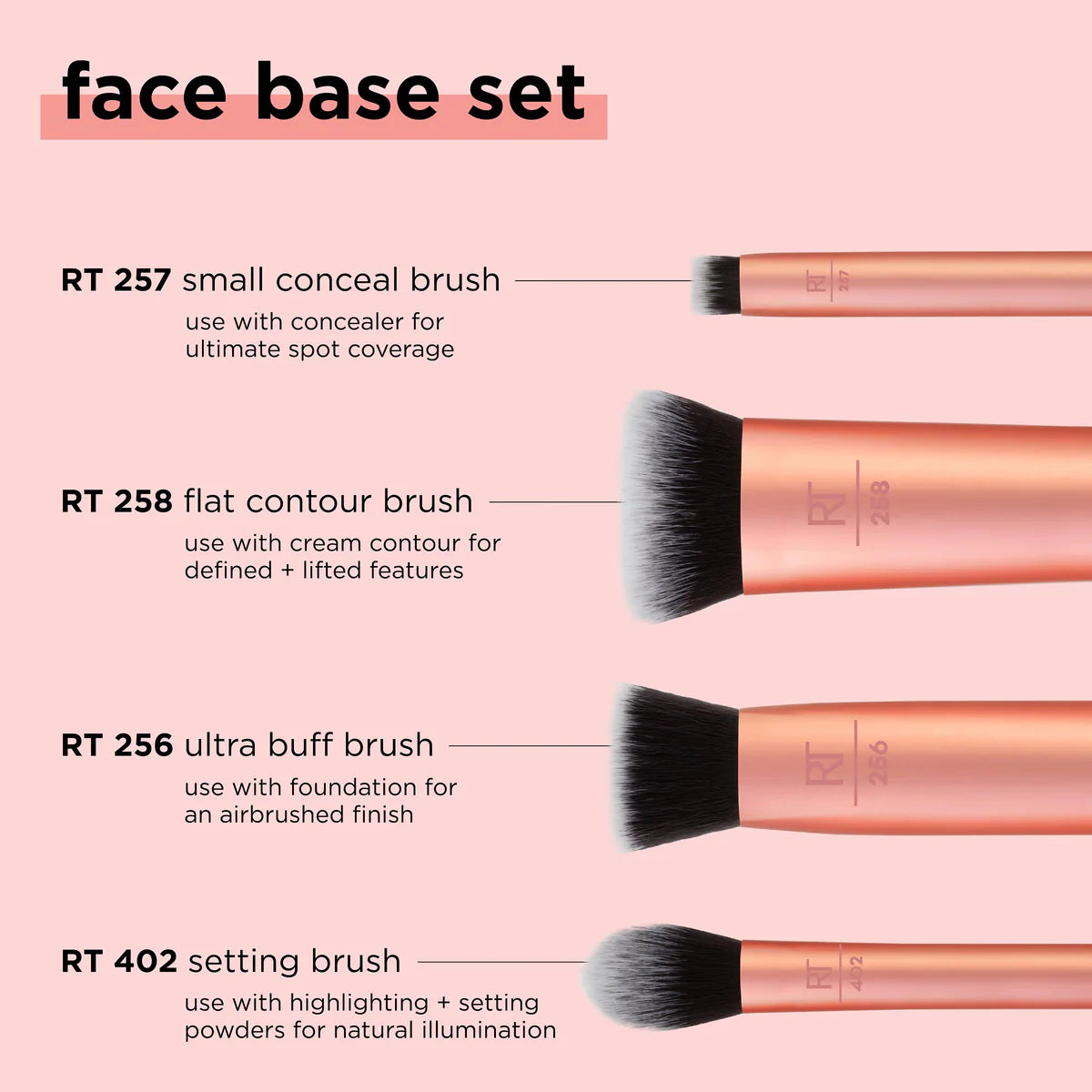 Real Techniques Face Base Makeup Brush Set - 4 Pieces Set